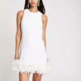 River Island White feather trim swing dress – LWD – party glamour