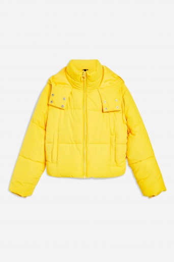 Topshop Yellow Hooded Puffer Jacket | bright padded winter jackets