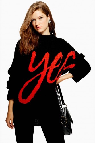 Topshop ‘Yes’ Jumper in Black | slogan knitwear