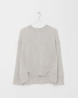 ZADIG & VOLTAIRE craie mark deluxe cashmere crewneck in grey ~ honeycomb knits