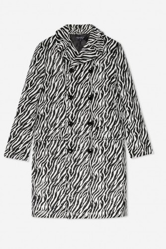 Topshop Zebra Print Coat in Monochrome | retro mono print coats - flipped