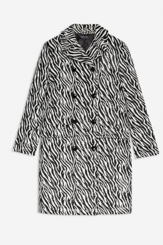 Topshop Zebra Print Coat in Monochrome | retro mono print coats