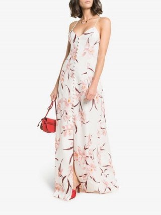 Zimmermann Cream, Brown And Pink Corsage Orchid Print Slip Dress / floral maxi - flipped