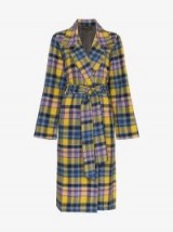 A Peace Treaty Blue, Yellow and Purple Checked Clarke Merino Wool Coat