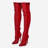 EGO Addicted Knitted Over The Knee Long Boot In Red Faux Leather – long sassy boots