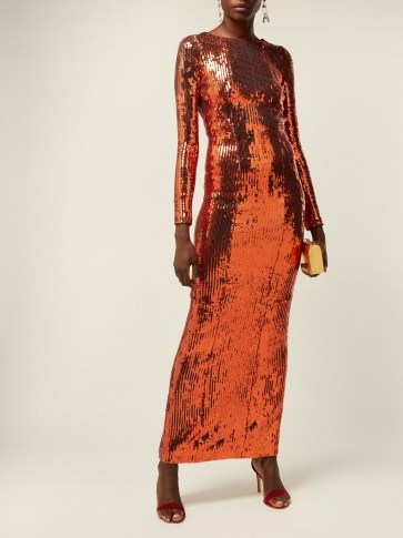 GALVAN Adela orange sequinned gown - flipped
