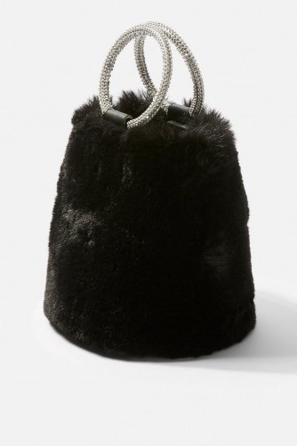 Topshop Adele Faux Fur Diamante Grab Bag in Black | sweet little party accessory - flipped
