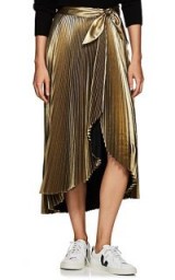 A.L.C. Eleanor Pleated Gold-Lamé Asymmetric Skirt
