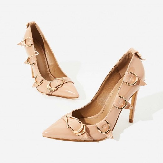 EGO Aleko Buckle Detail Court Heel In Nude Patent – sassy party courts - flipped
