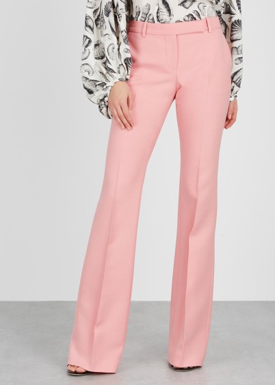ALEXANDER MCQUEEN Pink bootcut wool-blend trousers – pretty pants