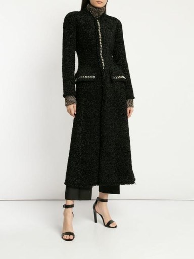 ALEXANDER WANG long tailored coat in black – chic fit and flare coats - flipped