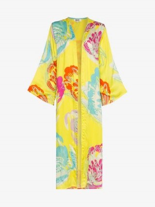 All Things Mochi Camila Side Split Kimono in Yellow – bold floral printed cover-up