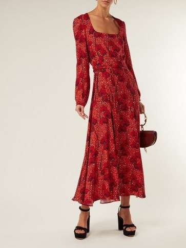BORGO DE NOR Annabella cheetah-print crepe dress in red / feminine style dresses - flipped