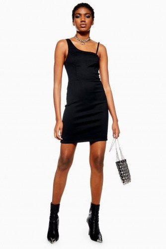 Topshop Asymmetric Denim Shift Dress in Black | sassy party dresses - flipped