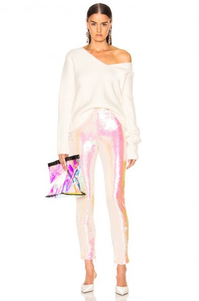 BALMAIN Sequin Leggings in Mother of Pearl | glam party pants - flipped