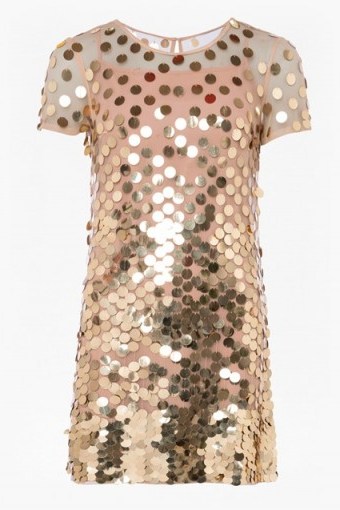 FRENCH CONNECTION BASU SPARKLE TUNIC DRESS in Gold | metallic party dresses - flipped