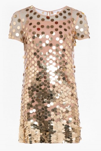 FRENCH CONNECTION BASU SPARKLE TUNIC DRESS in Gold | metallic party dresses