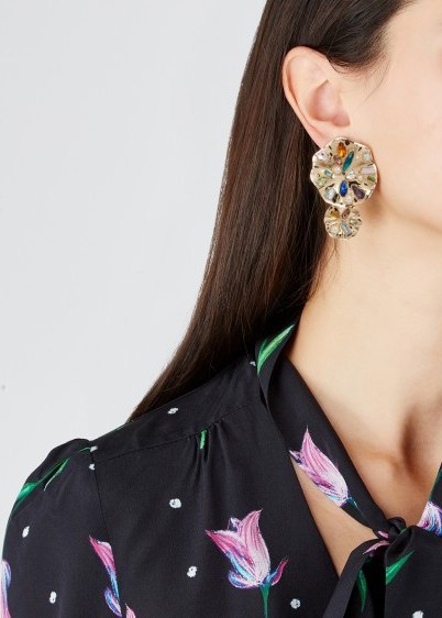 BAUBLEBAR Nisha gold-plated crystal and bead embellished drop earrings - flipped