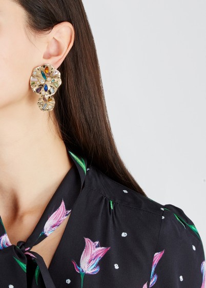 BAUBLEBAR Nisha gold-plated crystal and bead embellished drop earrings