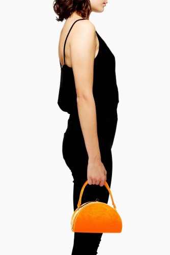 Topshop Betsy Moon Velvet Grab Bag in Orange | small chic handbag