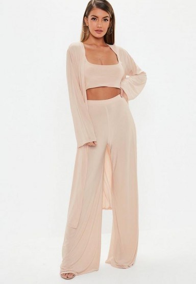 MISSGUIDED blush pink 3 piece co ord set – pink party outfit - flipped