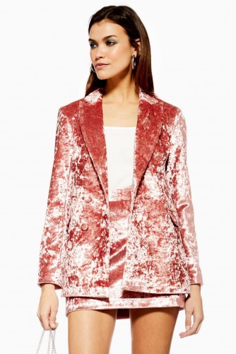 TOPSHOP Bonded Velvet Jacket in Rose – luxe style pink jackets