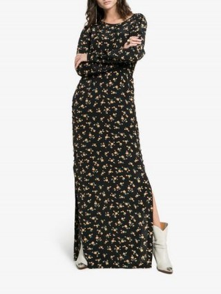 By Timo Maxi Floral Print Dress in Black and Yellow - flipped