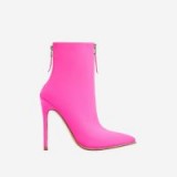 EGO Cadee Diamante Detail Ankle Sock Book In Fuchsia Pink Lycra – sassy double zip booties