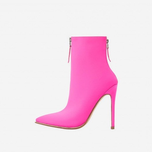 EGO Cadee Diamante Detail Ankle Sock Book In Fuchsia Pink Lycra – sassy double zip booties - flipped