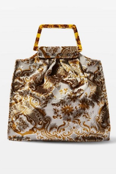 Topshop Caz Porto Carpet Tote Bag in Gold | vintage inspired fabric bags - flipped