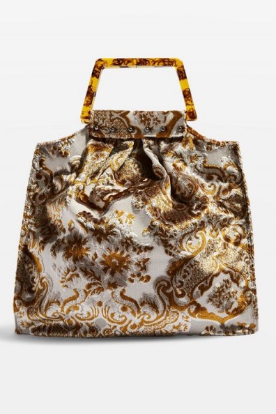 Topshop Caz Porto Carpet Tote Bag in Gold | vintage inspired fabric bags