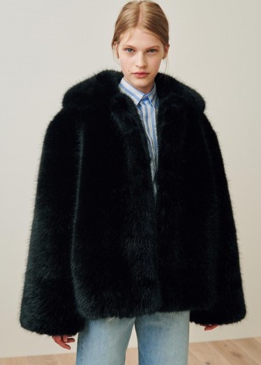 TOTEME Chatel faux fur in black | luxe winter jacket - flipped