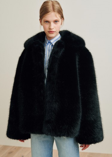 TOTEME Chatel faux fur in black | luxe winter jacket