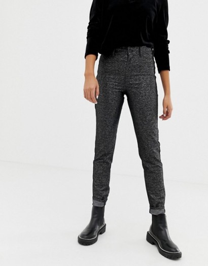 Cheap Monday black sparkly high waist jean with organic cotton | glittering denim jeans