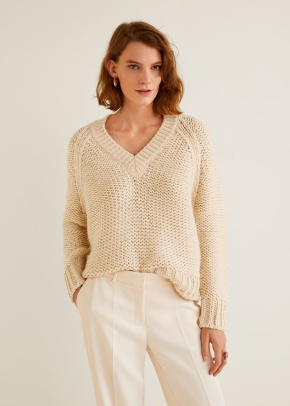 MANGO Chunky-knit sweater – RUSTIC | raglan sleeve V-neck jumper