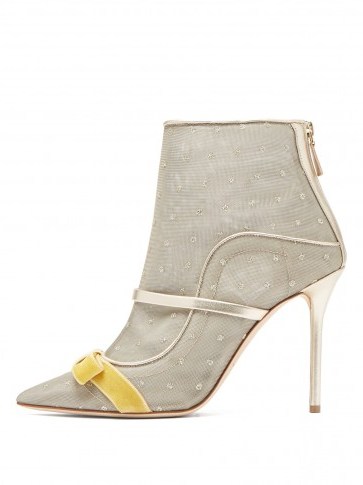 MALONE SOULIERS BY ROY LUWOLT Claudia gold leather and mesh ankle boots - flipped
