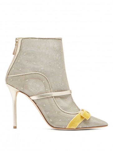 MALONE SOULIERS BY ROY LUWOLT Claudia gold leather and mesh ankle boots
