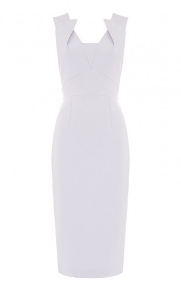 ROLAND MOURET COLEBY SCULPTED PENCIL DRESS in ASH BLUE - flipped