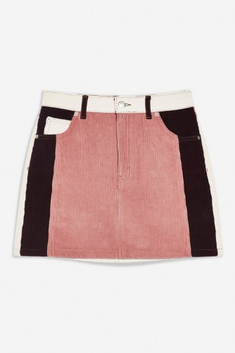 Topshop Colour Block Corduroy Skirt | retro mini
