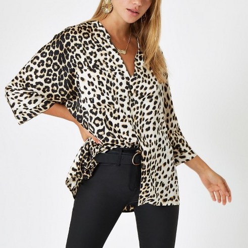River Island Cream leopard print button-up blouse | animal prints - flipped