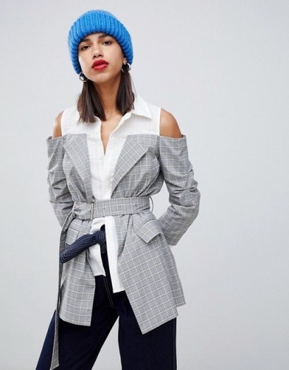 Current Air Off The Shoulder Check Jacket - flipped