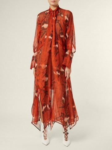 PETAR PETROV Delmar red snake-print silk-chiffon dress ~ floaty dresses - flipped