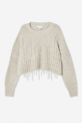 Topshop Diamante Drip Jumper in Grey Marl | embellished sweater - flipped