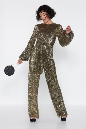 NASTY GAL Disco with It Sequin Jumpsuit in gold
