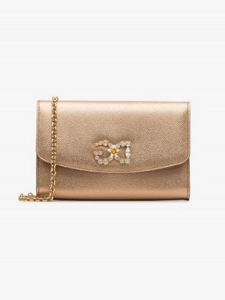 Dolce & Gabbana Gold Diamanté Logo Crossbody / luxe metallic flap bags - flipped