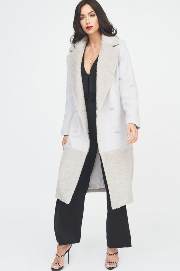 Lavish Alice double breasted wool coat with faux fur panelling | luxe style winter coats