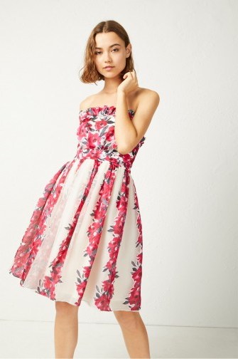 FRENCH CONNECTION EDITH VINTAGE STRAPLESS DRESS | floral party dresses - flipped