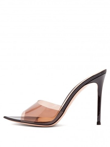 GIANVITO ROSSI Elle 105 black patent-leather and PVC mules - flipped