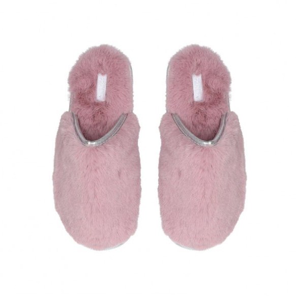 CARVELA ELLIE MULE SLIPPER in pink – fluffy mules – cute Christmas gift - flipped