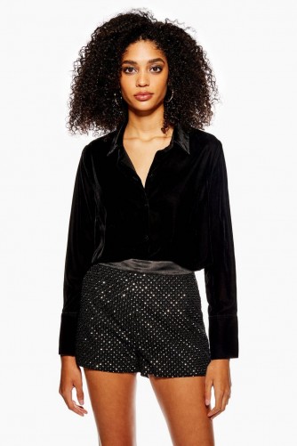 TOPSHOP Embellished Shorts in black / sparkly going out fashion